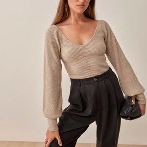 Reformation Hart Cashmere Sweater Oatmeal - Size Medium